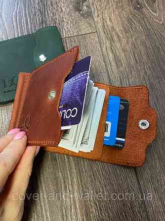 Коричневий шкіряний затиск для грошей ручної роботи LQ Leather Київ