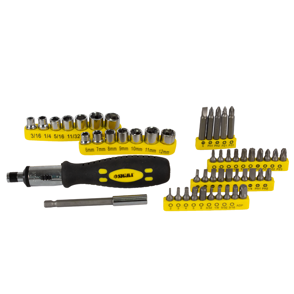 Викрутка + насадки торцеві та біти 51 шт CrV SIGMA (4002131) Київ - фото 2