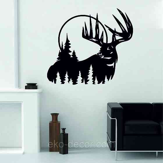 Декоративное настенное Панно «Олень» Декор на стену 110*100 см, Черный Киев