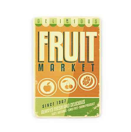 Магніт вінтаж "Fruit Market", метал, 10 х 8 см Рівне