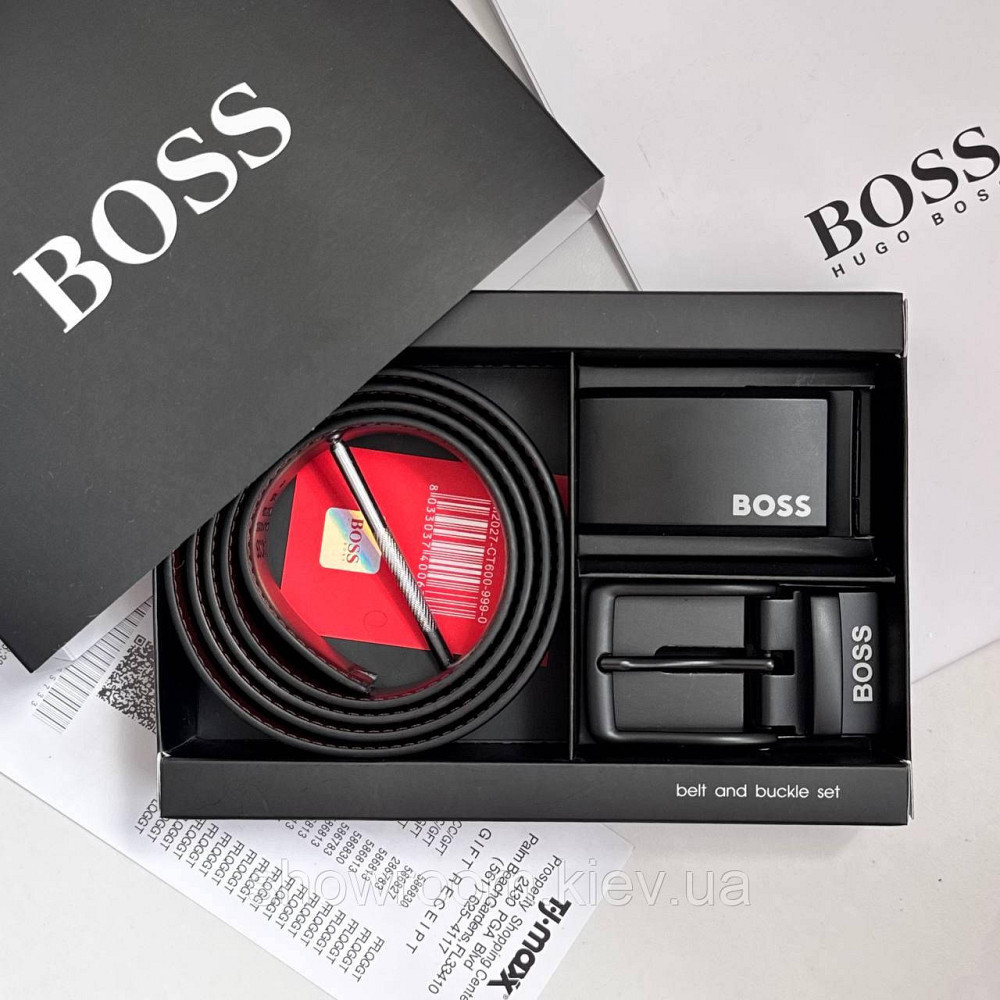 Чоловічий двосторонній ремінь та дві пряжки Boss (203-1) Київ - фото 1