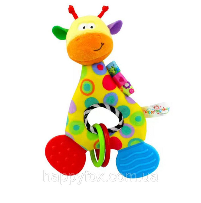 Розвиваюча м'яка іграшка-піщалка «Жирафік» Happy Monkey Львів - фото 1