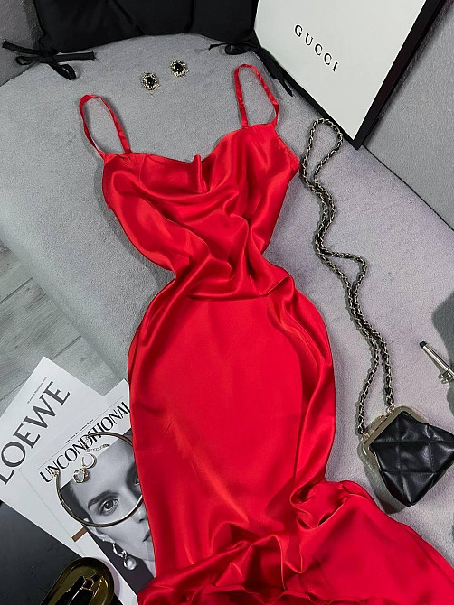 Жіноче романтичне елегантне плаття шовк Червоний, 44/46 Одеса - фото 5