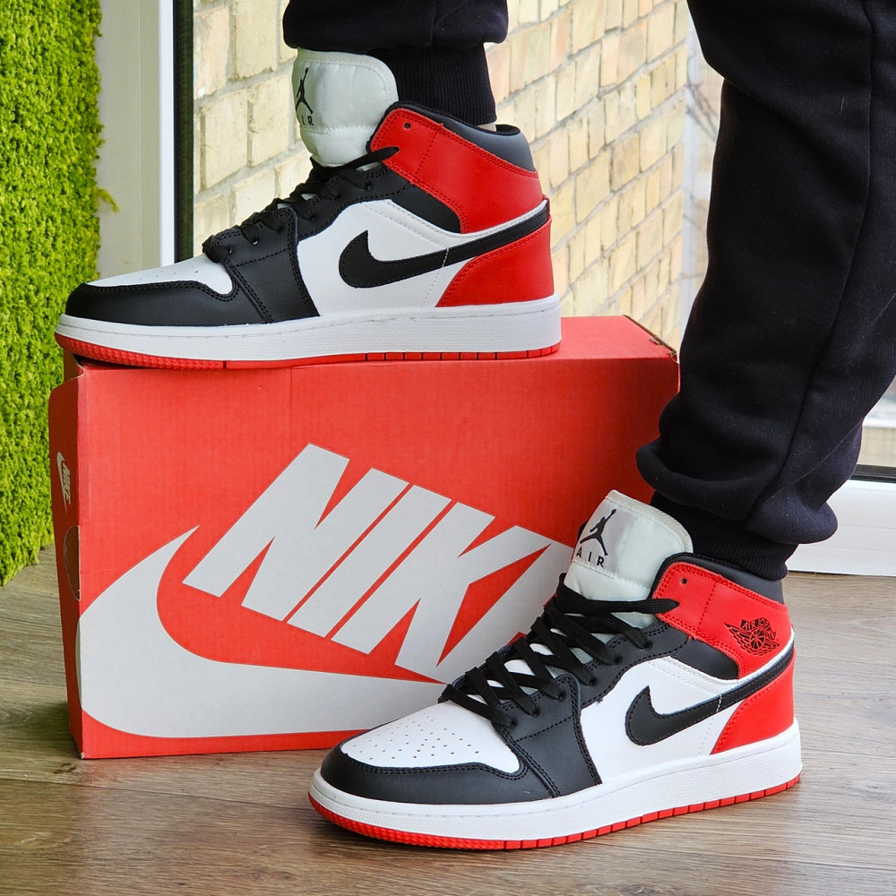 Высокие Термо Кроссовки Nike AIR Jordan Белые Красные Мужские Джордан Найк Еврозима (размеры: 41,42,43,44,45) Днепр - изображение 1