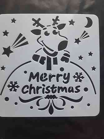 Вытынанка новогодняя Олень Merry Christmas 15 на 15 см серый Киев