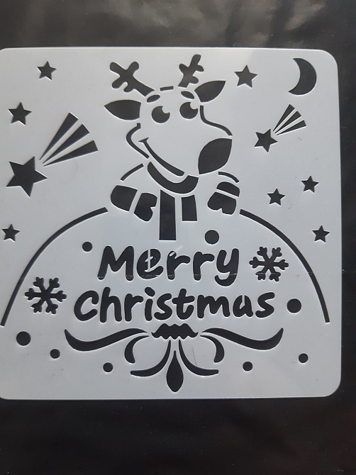 Вытынанка новогодняя Олень Merry Christmas 15 на 15 см серый Киев - изображение 1
