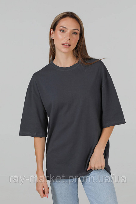 Футболка оверсайз RAY OVERSIZE жіноча темно-сіра (U0104W-Dark Grey) 2XL/3XL Київ - фото 1