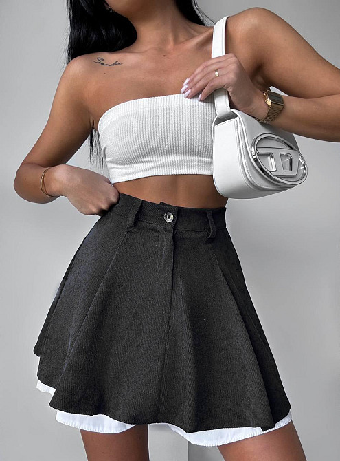 Женская трендовая юбка-шорты вельвет + коттон Графит, 42/44 Одесса - изображение 1