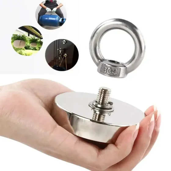 Неодимовий магніт 90мм - 350кг у корпусі із зовнішнім кільцем / Пошуковий магніт / Магніт Київ