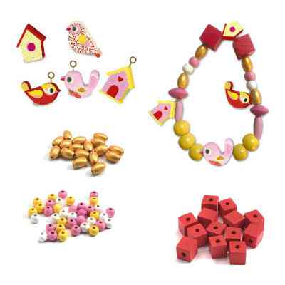 Набор для творчества Djeco с деревянными бусинами Птички (DJ09809) Винница