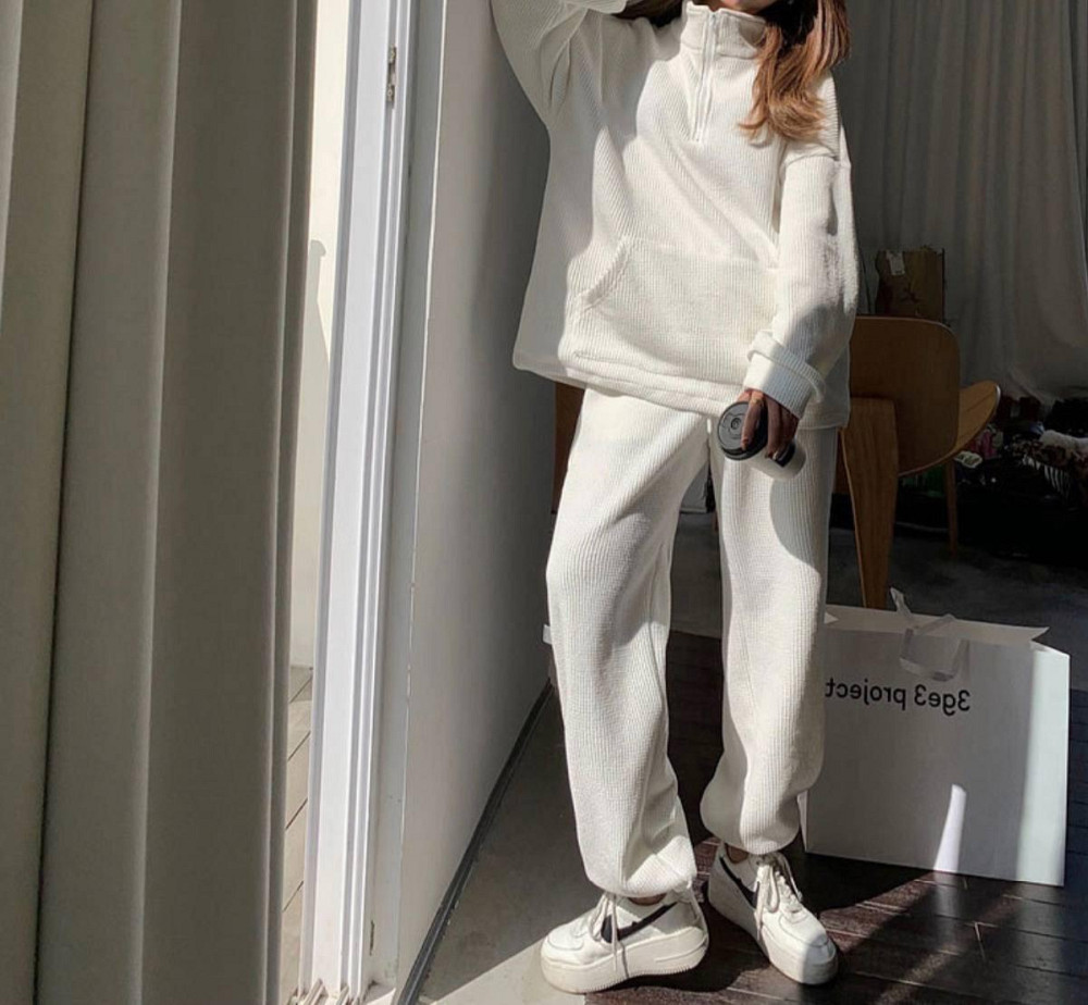 Жіночий базовий прогулянковий костюм двійка: кофта і штани вельвет вафелька Одеса - фото 1