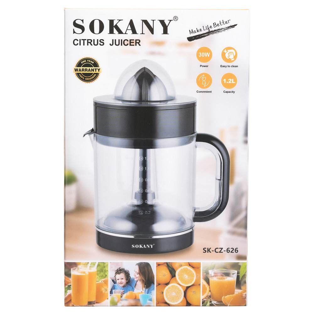 Електрична соковижималка для цитрусів Sokany 1.2 л Київ - фото 6