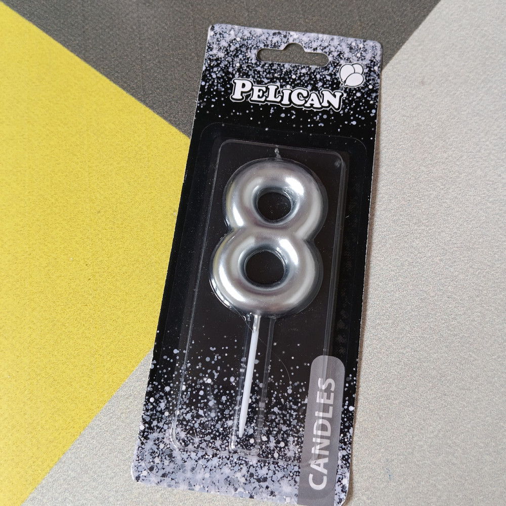 Свеча для торта 8 цифра серебро Киев - изображение 1