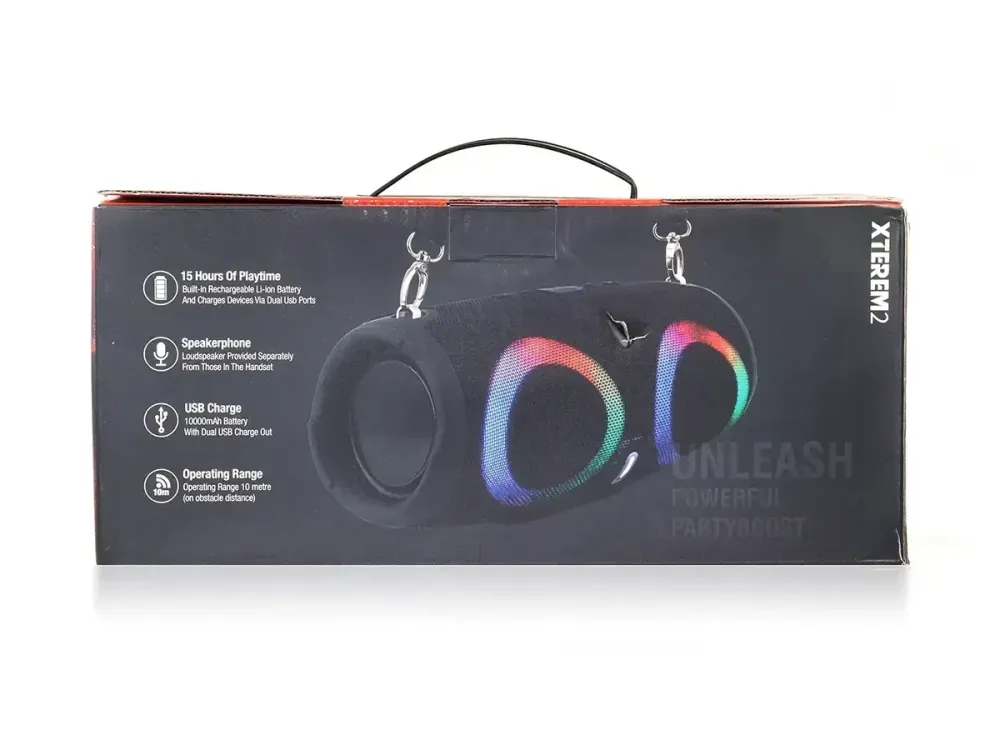 Мінідинамік Bluetooth Xtreme-2 B16 40Вт, 2 динаміка, RGB LED, TF-карта, FM-приймач, потужний звук Одеса - фото 5