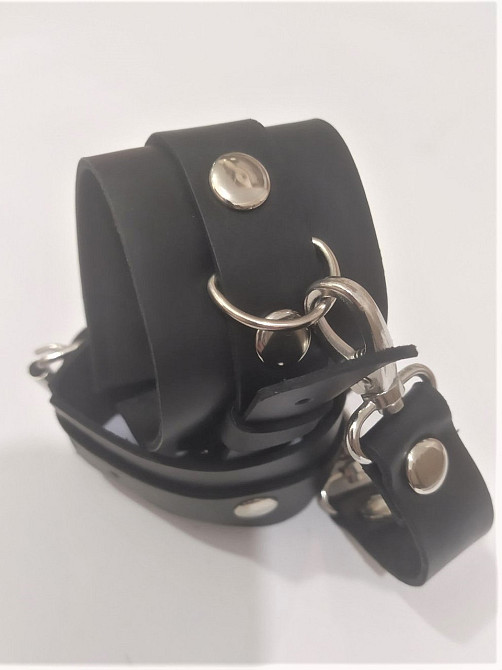 Премиум наручники из натуральной кожи Soft Skin BDSM Desire черный Sex Aura Киев - изображение 3