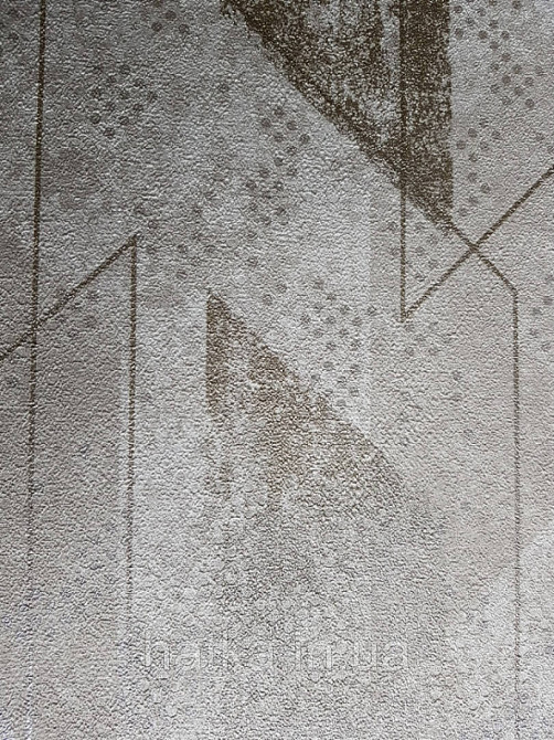 Шпалери вінілові на флізелін GranDeco Dorina метрові геометрія смуги фігури золотом на пісочно бежевому Київ - фото 3