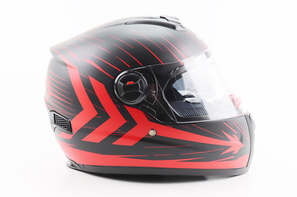 Шолом інтеграл, закритий (сертифікація DOT)+відкидні окуляри BLD-М61 M (57-58см), ЧОРНО-ЧЕРВОНИЙ (флуоресцентний) Київ - фото 3