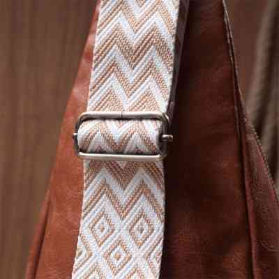 Сумка Vintage Женская из экокожи с акцентом на текстильную лямку Рыжая (22773) Винница