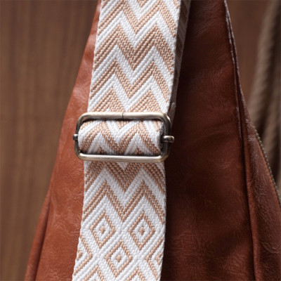 Сумка Vintage Женская из экокожи с акцентом на текстильную лямку Рыжая (22773) Винница - изображение 5