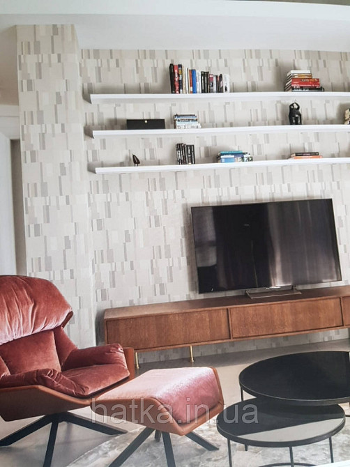 Шпалери вінілові на флізелін Sirpi AltaGamma Home 3 геометрія абстракція смуги різні сірі молочні Київ - фото 1