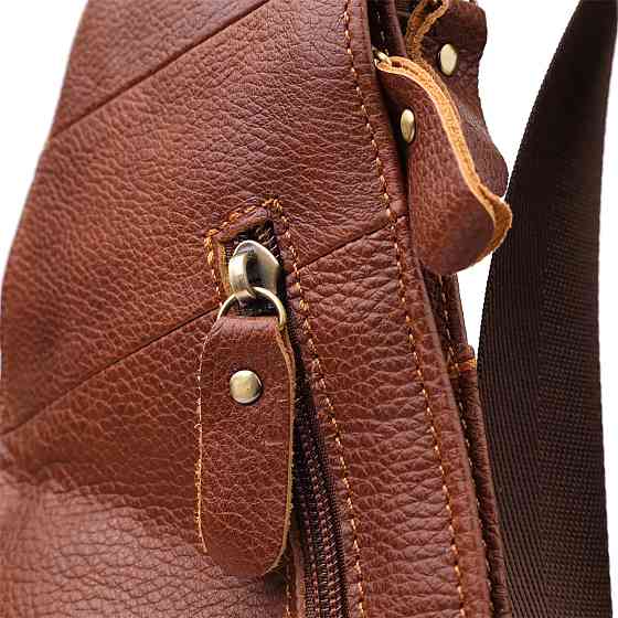 Мужская сумка через плечо из зернистой натуральной кожи Vintage 22966 Коричневый Киев