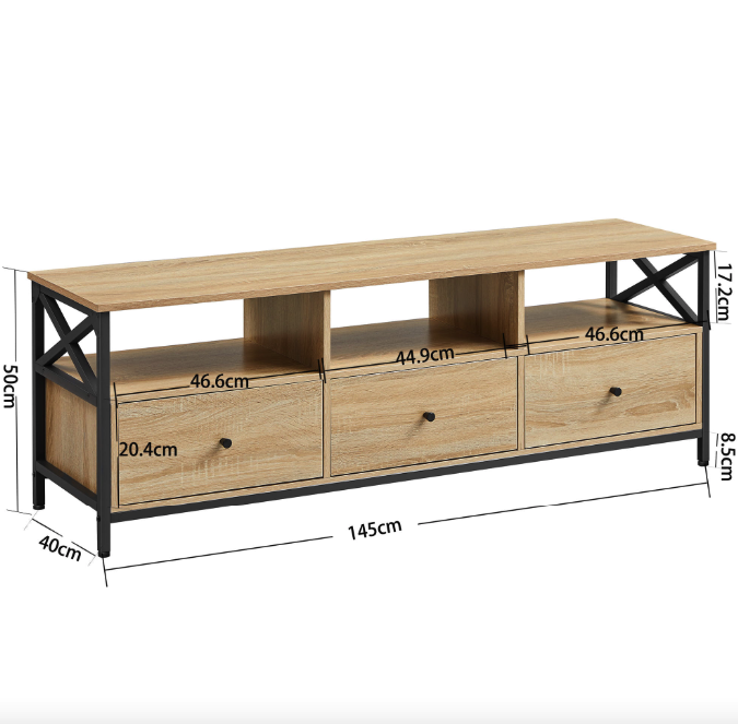 Тумба під телевізор Leobert Kamila в стилі Loft з 3 шухлядами натуральний Київ - фото 3