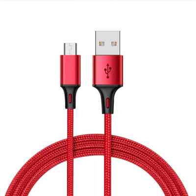 Дата кабель USB 2.0 AM to Micro 5P 1.0m 2.4A braided red XO (NB143-M1-RD) Винница