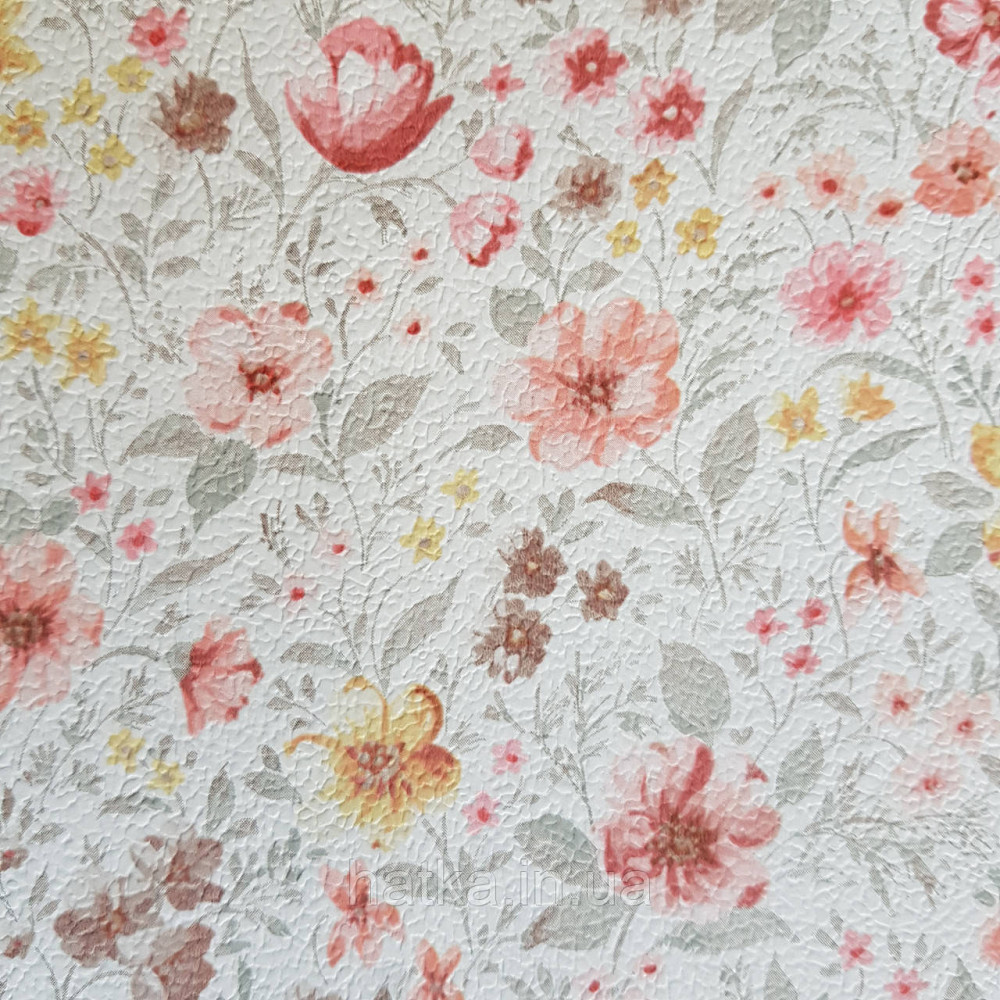 Шпалери вінілові на флізелін 0.53х10.05м Rasch Textil Petite Fleur 5 квіти маленькі червоні жовті на білому Київ - фото 1