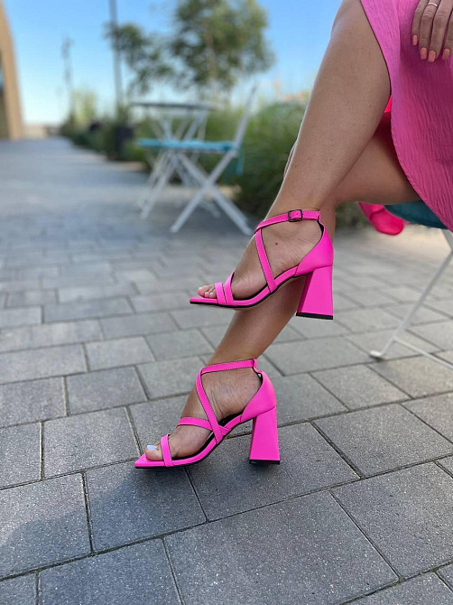 LIRIO Босоніжки жіночі літні стильні на підборах рожеві натуральна шкіра стильні LIRIO L0195 не Коломия - фото 9