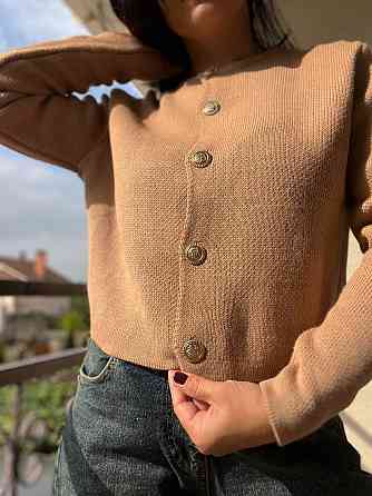 Кардиган женский MIX RAY 6722 золотые пуговицы короткий простой, карамель, one size Одесса