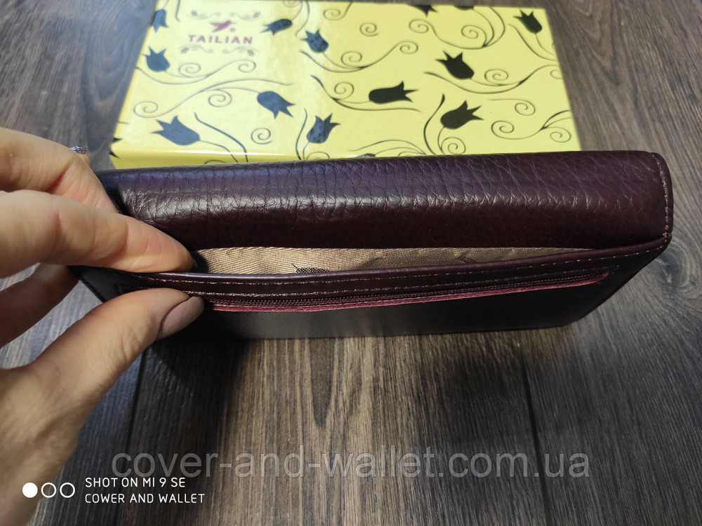 Класичний бордовий жіночий гаманець із натуральної шкіри Tailian 826 Київ - фото 10