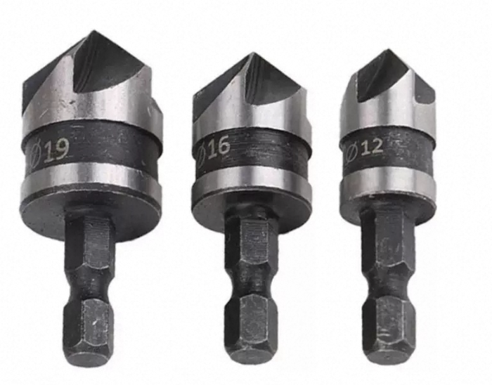 Набор зенковок по металлу 3 шт для сверления 12-19 мм Киев - изображение 1