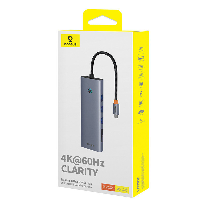 USB-хаб Baseus UltraJoy Series 10-Port HUB Docking Station Space Grey（Type-C to HDMI4K@60Hz*1+VGA*1+USB Одеса - фото 2