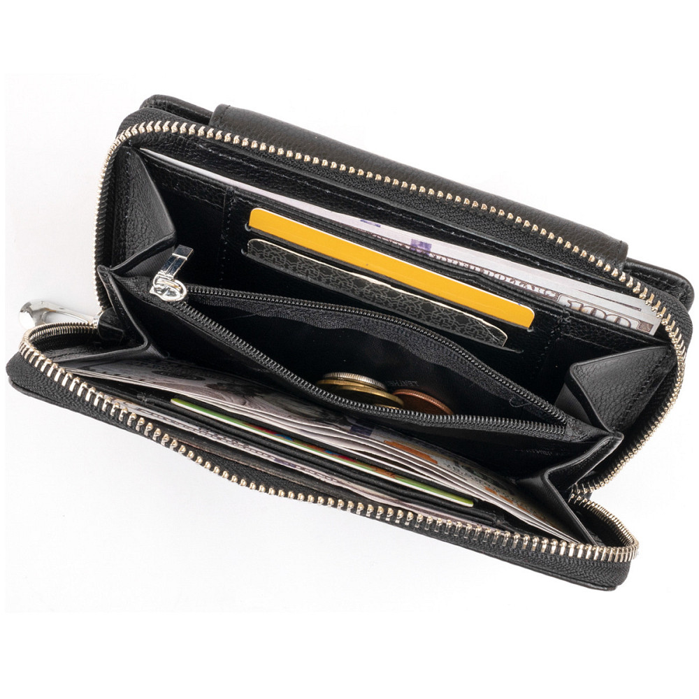 Кошелек из кожи на защелке Черный (ST Leather) Киев - изображение 10