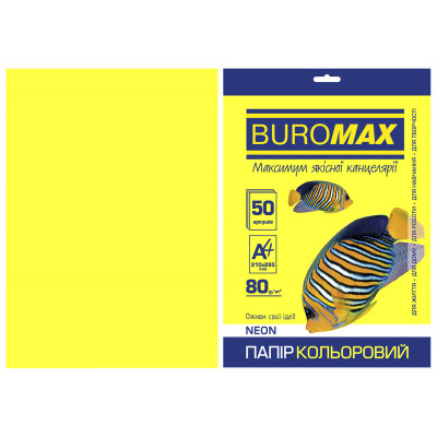Папір Buromax А4, 80g, NEON yellow, 50sh (BM.2721550-08) Вінниця - фото 1