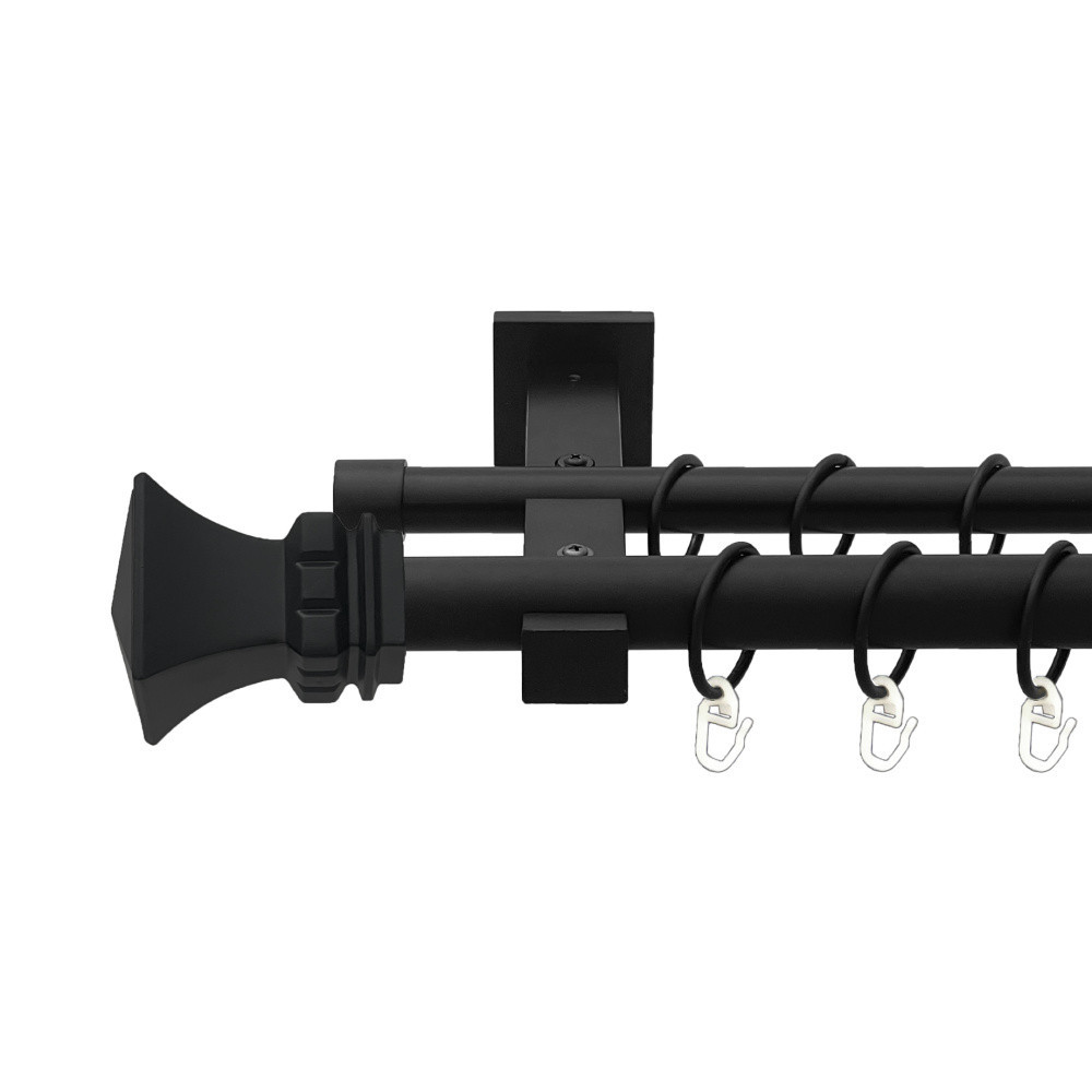 Карниз Orvit Емпорія металевий дворядний техно гладка труба кільце металеве Чорний Оксамит 25\19 мм 200 см Львов - изображение 1