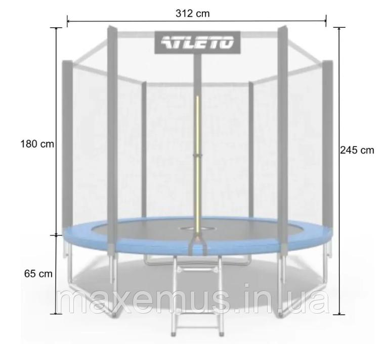 Батут детский Atleto 312 см с защитной сеткой и лестницей батут для детей садовый батут синий Мостиська - фото 14