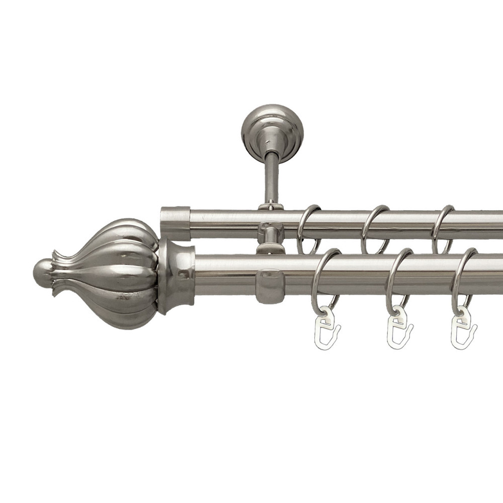 Карниз Orvit Таджа металевий дворядний відкритий Нержавіюча Сталь 25\19 мм 240 см (7075469) Львів - фото 1