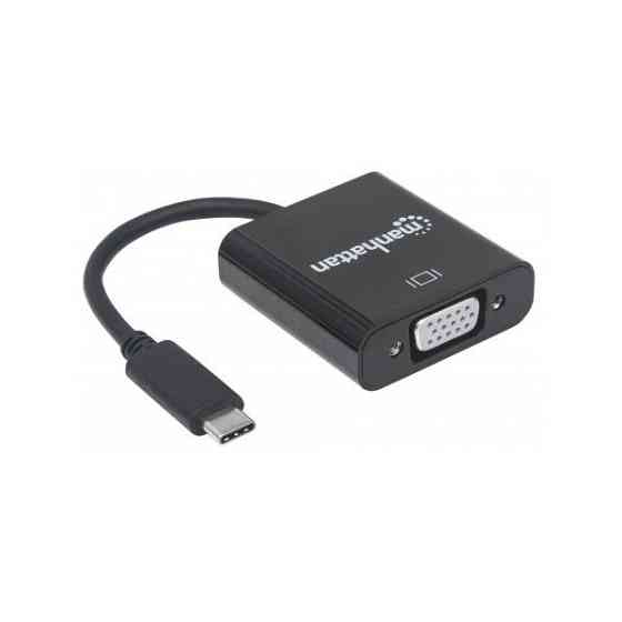 Перехідник USB3.1 Type-C --> VGA (F), чорний, Manhattan (151771) Київ