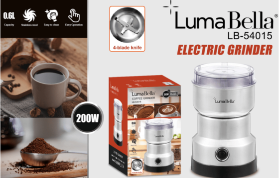 Кавомолка LB-54015 200 Вт, нержавіючий корпус, чотирилопатеве лезо, для кави, спецій та сухих продуктів Одеса