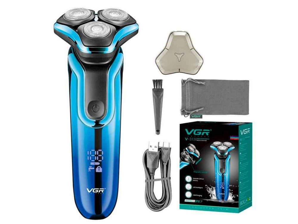 Електробритва Акумулятор V-313 BLUE IPX7 ТМ VGR Київ - фото 1