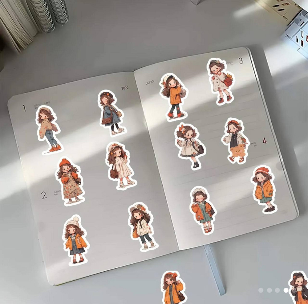 Наклейки с рисунками девочек, для блокнота, ноутбука, скетчбука, бутылки для воды, набор 50 штук Киев - изображение 3