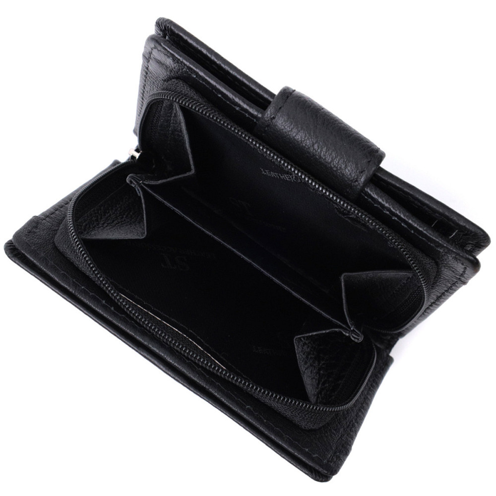 Женский кошелек с монетницей и блоком для пропусков из натуральной кожи ST Leather 22713 Черный Киев - изображение 10