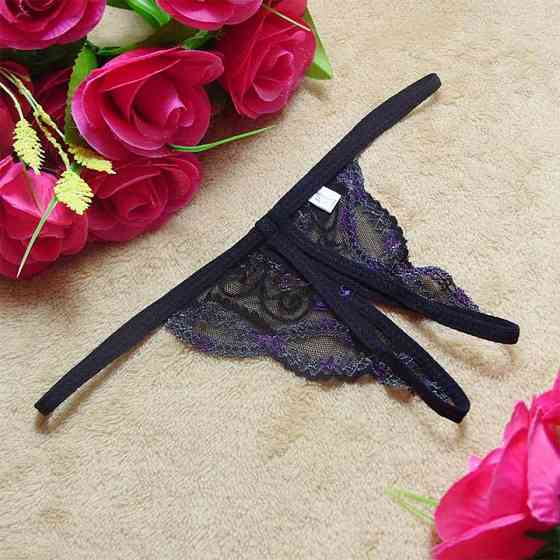 Труси з розрізом чорні еротичні унісекс - розмір універсальний, резинка до 82 см Київ