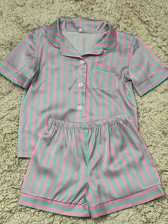 Детская пижамка из сатина шорты с рубашкой Голубо-Розовый р 154-158 Харьков