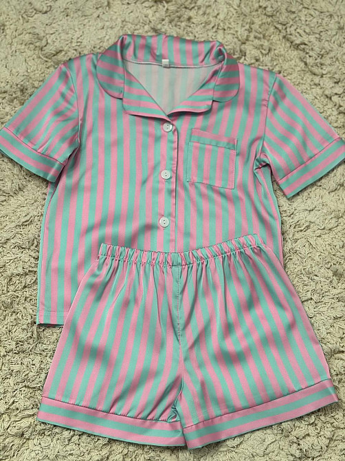 Детская пижамка из сатина шорты с рубашкой Голубо-Розовый р 154-158 Харьков - изображение 3