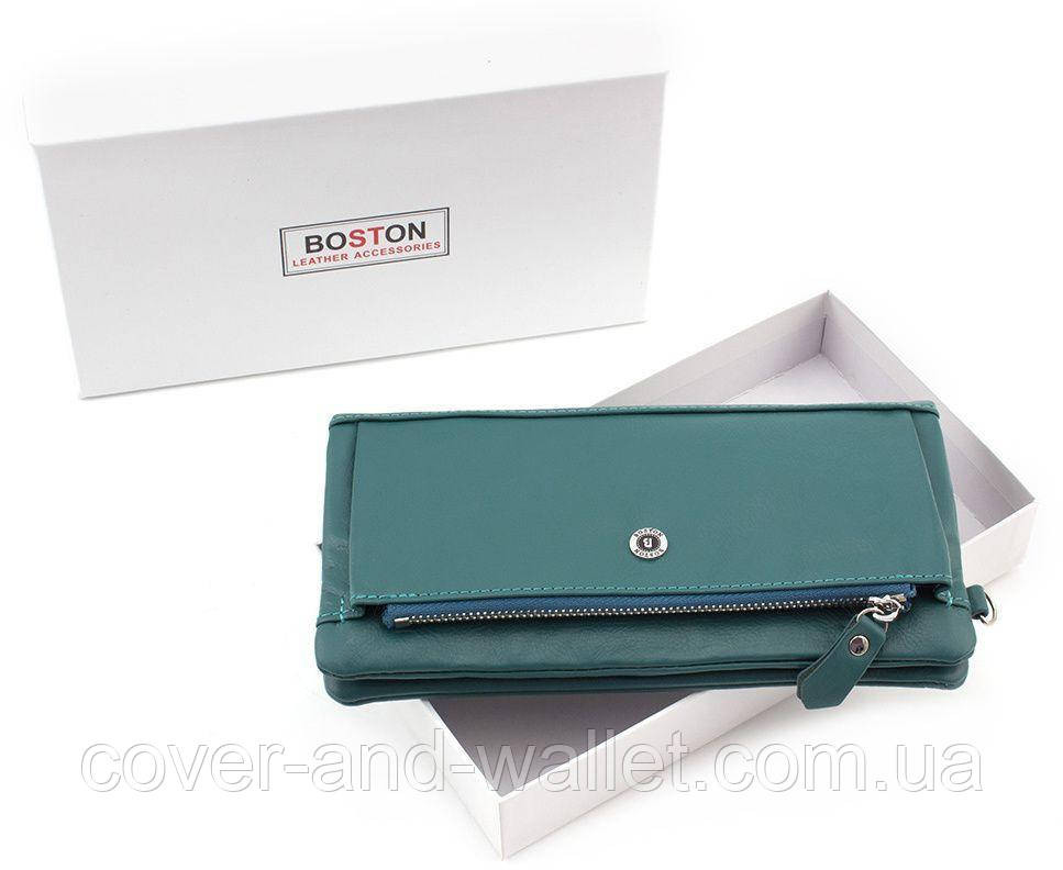 Стильний жіночий шкіряний гаманець клатч бірюзового кольору Boston B 213 Київ - фото 10