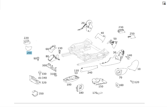 Mercedes-Benz  A2519191520 9051 Кришка на внутрішній передній частині переднього лівого сидіння чорна R-class short W251 R-class long V251 Одеса