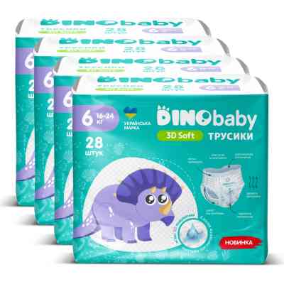 Підгузки Dino Baby 3D Soft 6 розмір (16-24 кг) 112 шт (4 упаковки по 28 шт) (4820204701727) Вінниця