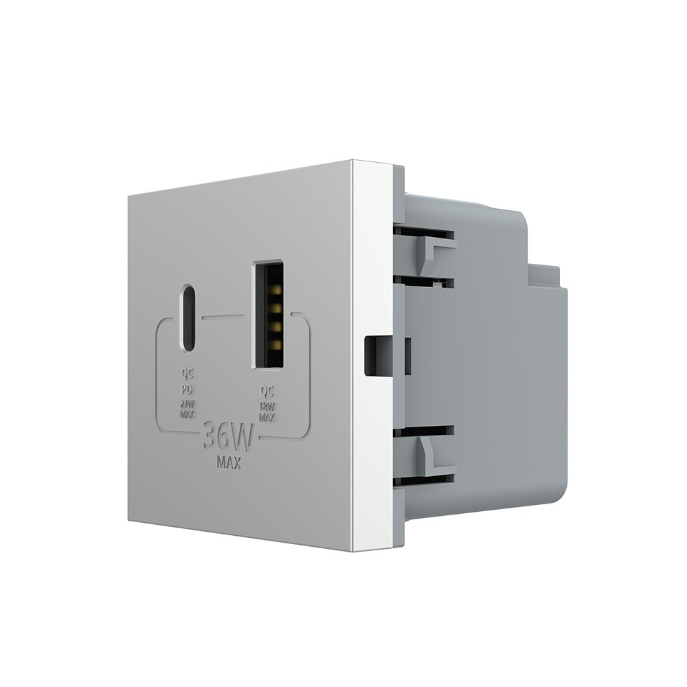 LIVOLO Розетка LIVOLO USB-A + USB-C PD 36Вт, сіра, швидке заряджання, Power Delivery QC 3.0, мо Коломия - фото 3